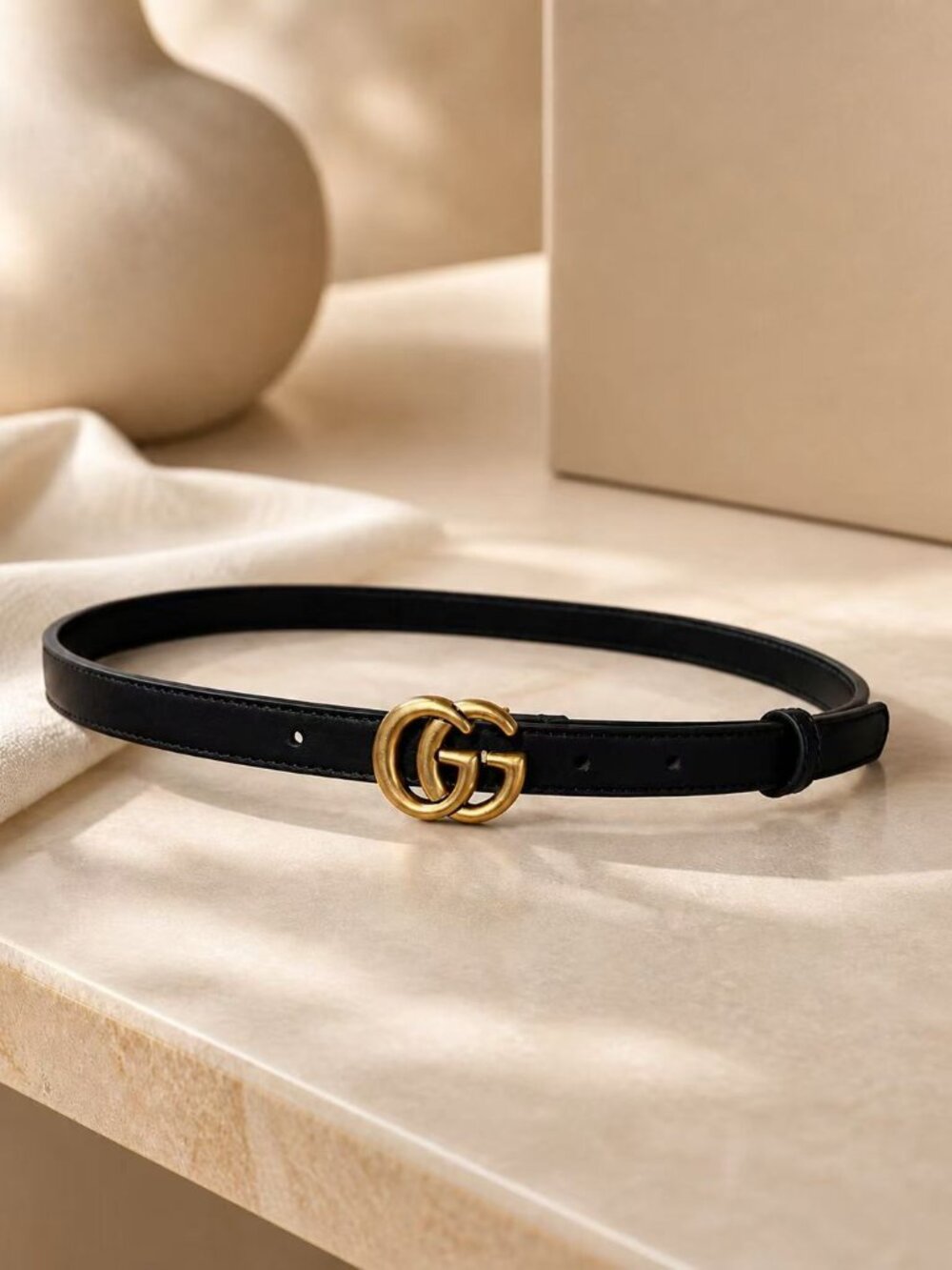 Gucci Belt 0.8 inch / 2 cm width Size 85cm fit for 26-30 Black